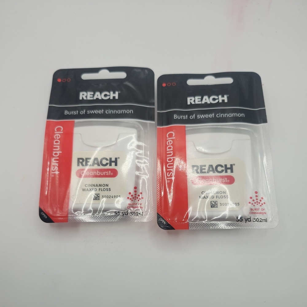 TWO Reach Cleanburst Cinnamon Flavored Waxed Floss